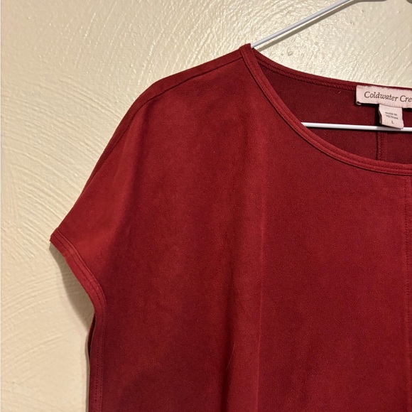 Coldwater Creek Red Boxy Cap Sleeve Blouse - Picture 6 of 8